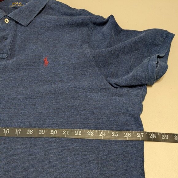 Polo short sleeve dark blue cotton shirt, XXL 2XL - Picture 6 of 11